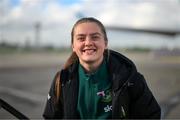 28 October 2023; Tyler Toland of Republic of Ireland at Dublin Airport ahead of the team's departure to Albania for their UEFA Women's Nations League match against Albania, on Tuesday. Photo by Stephen McCarthy/Sportsfile