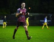 28 October 2023; Dean Larkin of Cobh Ramblers celebrates after the SSE Airtricity Men's First Division Play-Off semi-final second leg match between Cobh Ramblers and Wexford at St Colman's Park in Cobh, Cork. Photo by Eóin Noonan/Sportsfile