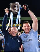 28 October 2023; Na Piarsaigh players Shane Dowling and Kevin Downes, right, celebrate with the cup after their side's victory in the Limerick County Senior Club Hurling Championship final between Na Piarsaigh and Patrickswell at the TUS Gaelic Grounds in Limerick. Photo by Piaras Ó Mídheach/Sportsfile