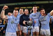 28 October 2023; Na Piarsaigh players, frm left, Peter Casey, David Dempsey, Shane Dowling, Kevin Downes and Mike Casey celebrate with the cup after their side's victory in the Limerick County Senior Club Hurling Championship final between Na Piarsaigh and Patrickswell at the TUS Gaelic Grounds in Limerick. Photo by Piaras Ó Mídheach/Sportsfile