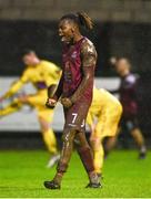 28 October 2023; Wilson Waweru of Cobh Ramblers celebrates after the SSE Airtricity Men's First Division Play-Off semi-final second leg match between Cobh Ramblers and Wexford at St Colman's Park in Cobh, Cork. Photo by Eóin Noonan/Sportsfile