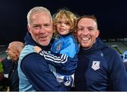 28 October 2023; Na Piarsaigh manager Shane O'Neill, left, celebrates with his goalkeeper Shane Dowling and his son Luan, age 5, after their side's victory in the Limerick County Senior Club Hurling Championship final between Na Piarsaigh and Patrickswell at the TUS Gaelic Grounds in Limerick. Photo by Piaras Ó Mídheach/Sportsfile