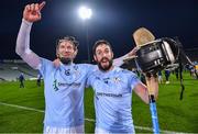 28 October 2023; Na Piarsaigh players David Dempsey, left, and Cathal King celebrate after their side's victory in the Limerick County Senior Club Hurling Championship final between Na Piarsaigh and Patrickswell at the TUS Gaelic Grounds in Limerick. Photo by Piaras Ó Mídheach/Sportsfile