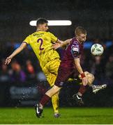 28 October 2023; Cian Browne of Cobh Ramblers in action against Darragh Levingston of Wexford during the SSE Airtricity Men's First Division Play-Off semi-final second leg match between Cobh Ramblers and Wexford at St Colman's Park in Cobh, Cork. Photo by Eóin Noonan/Sportsfile