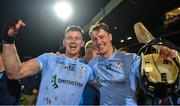 28 October 2023; Kevin Downes and Conor Boylan of Na Piarsaigh celebrate after their side's victory in the Limerick County Senior Club Hurling Championship final between Na Piarsaigh and Patrickswell at the TUS Gaelic Grounds in Limerick. Photo by Stephen Marken/Sportsfile