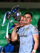 28 October 2023; Na Piarsaigh captain Mike Casey lifts the cup after his side's victory in the Limerick County Senior Club Hurling Championship final between Na Piarsaigh and Patrickswell at the TUS Gaelic Grounds in Limerick. Photo by Stephen Marken/Sportsfile