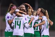 27 October 2023; Republic of Ireland players celebrate after Katie McCabe scores their side's fifth goal during the UEFA Women's Nations League B match between Republic of Ireland and Albania at Tallaght Stadium in Dublin. Photo by Stephen McCarthy/Sportsfile