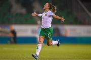 27 October 2023; Katie McCabe of Republic of Ireland celebrates after scoring her third, and her side's fifth, goal during the UEFA Women's Nations League B match between Republic of Ireland and Albania at Tallaght Stadium in Dublin. Photo by Stephen McCarthy/Sportsfile
