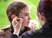 28 October 2023; Face painting in the fanzone before the United Rugby Championship match between Leinster and Hollywoodbets Sharks at the RDS Arena in Dublin. Photo by Sam Barnes/Sportsfile