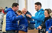 28 October 2023; Spectators receive their merchandise packs before the United Rugby Championship match between Leinster and Hollywoodbets Sharks at the RDS Arena in Dublin. Photo by Sam Barnes/Sportsfile