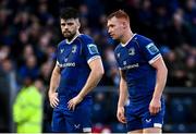 28 October 2023; Harry Byrne and Ciarán Frawley of Leinster during the United Rugby Championship match between Leinster and Hollywoodbets Sharks at the RDS Arena in Dublin. Photo by Harry Murphy/Sportsfile