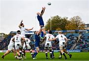 28 October 2023; Rhys Ruddock of Leinster takes possession in a lineout during the United Rugby Championship match between Leinster and Hollywoodbets Sharks at the RDS Arena in Dublin. Photo by Harry Murphy/Sportsfile