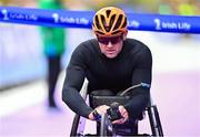 29 October 2023; Patrick Monahan from Kildare crosse the line to win the wheelchair event during the 2023 Irish Life Dublin Marathon. Thousands of runners took to the Fitzwilliam Square start line, to participate in the 42nd running of the Dublin Marathon. Photo by Sam Barnes/Sportsfile