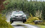 29 October 2023; Eamonn Kelly and Conor Mohan in their VW Polo GTI R5 during the Fastnet Stages Rally Round 8 of the Triton Showers National Rally Championship in Bantry, Cork. Photo by Philip Fitzpatrick/Sportsfile