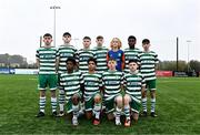 29 October 2023; Shamrock Rovers team before the EA SPORTS U14 LOI Eddie Wallace Cup match between Shamrock Rovers and St Patrick Athletic at Athlone Town Stadium in Westmeath. Photo by Eóin Noonan/Sportsfile