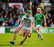 29 October 2023; Evan Shefflin of Shamrocks Ballyhale in action against Eoin O'Shea of O'Loughlin Gaels during the Kilkenny County Senior Club Hurling Championship final match between Shamrocks Ballyhale and O'Loughlin Gaels at UPMC Nowlan Park in Kilkenny. Photo by Matt Browne/Sportsfile