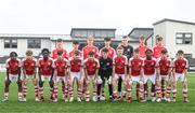 29 October 2023; St Patrick Athletic team before the EA SPORTS U15 LOI Michael Hayes Cup match between St Patrick Athletic and Shamrock Rovers at Athlone Town Stadium in Westmeath. Photo by Eóin Noonan/Sportsfile