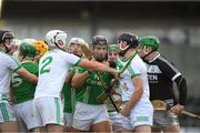 29 October 2023; Shamrocks Ballyhale and O'Loughlin Gaels players tussle during the Kilkenny County Senior Club Hurling Championship final match between Shamrocks Ballyhale and O'Loughlin Gaels at UPMC Nowlan Park in Kilkenny. Photo by Matt Browne/Sportsfile