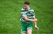 29 October 2023; Brody Lee of Shamrock Rovers celebrates after scoring his side's first goal during the EA SPORTS U15 LOI Michael Hayes Cup match between St Patrick Athletic and Shamrock Rovers at Athlone Town Stadium in Westmeath. Photo by Eóin Noonan/Sportsfile