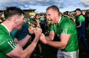 29 October 2023; Jordan Molloy and Cian Loy of O'Loughlin Gaels celebrate after the Kilkenny County Senior Club Hurling Championship final match between Shamrocks Ballyhale and O'Loughlin Gaels at UPMC Nowlan Park in Kilkenny. Photo by Matt Browne/Sportsfile