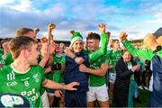 29 October 2023; O'Loughlin Gaels kit man Luke Leydon celebrates with the players after the Kilkenny County Senior Club Hurling Championship final match between Shamrocks Ballyhale and O'Loughlin Gaels at UPMC Nowlan Park in Kilkenny. Photo by Matt Browne/Sportsfile