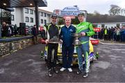 29 October 2023; Josh Moffett and Keith Moriarty in their (Hyundai I20 R5) celebrates after winning the 2023 National Rally Championship with President of Motorsport Ireland. Aiden Harper during the Fastnet Stages Rally Round 8 of the Triton Showers National Rally Championship in Bantry, Cork. Photo by Philip Fitzpatrick/Sportsfile