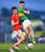 29 October 2023; Eunan Mulholland of Glen in action against Conall Herron of O'Donovan Rossa during the Derry County Senior Club Football Championship final match between Glen and O'Donovan Rossa at Celtic Park in Derry. Photo by Ben McShane/Sportsfile