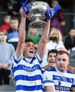 29 October 2023; Castlehaven captain Mark Collins lifts the Andy Scannell Cup after the Cork County Premier Senior Club Football Championship final match between Castlehaven and Nemo Rangers at Páirc Uí Chaoimh in Cork. Photo by Brendan Moran/Sportsfile