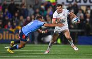 29 October 2023; Jacob Stockdale of Ulster evades the tackle of Sebastian De Klerk during the United Rugby Championship match between Ulster and Vodacom Bulls at Kingspan Stadium in Belfast. Photo by Tyler Miller/Sportsfile