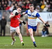 29 October 2023; Seanie O’Donnell of Trillick in action against Mark Kavanagh of Errigal Ciaran during the Tyrone County Senior Club Football Championship Final between Trillick and Errigal Ciaran at Healy Park in Omagh, Tyrone. Photo by Oliver McVeigh/Sportsfile Photo by Oliver McVeigh/Sportsfile