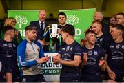 29 October 2023; Alan Flynn of Kiladangan is presented with the Dan Breen Cup by Seosamh O Cinneide after the Tipperary County Senior Club Hurling Championship final replay match between Kiladangan and Thurles Sarsfields at FBD Semple Stadium in Thurles, Tipperary. Photo by Tom Beary/Sportsfile