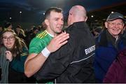 29 October 2023; Michael Warnock of Glen and Glen manager Malachy O'Rourke celebrate after the Derry County Senior Club Football Championship final match between Glen and O'Donovan Rossa at Celtic Park in Derry. Photo by Ben McShane/Sportsfile