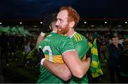 29 October 2023; Conor Glass, left, and Jody McDermott of Glen celebrate after the Derry County Senior Club Football Championship final match between Glen and O'Donovan Rossa at Celtic Park in Derry. Photo by Ben McShane/Sportsfile