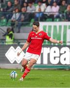 29 October 2023; Joey Carbery of Munster kicks a conversion during the United Rugby Championship match between Benetton and Munster at Stadio Monigo in Treviso, Italy. Photo by Massimiliano Carnabuci/Sportsfile