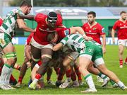 29 October 2023; Edwin Edogbo of Munster pushes for the maul during the United Rugby Championship match between Benetton and Munster at Stadio Monigo in Treviso, Italy. Photo by Massimiliano Carnabuci/Sportsfile