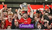 29 October 2023; Rory Brennan of Trillick lifts the O'Neill cup after the Tyrone County Senior Club Football Championship Final between Trillick and Errigal Ciaran at Healy Park in Omagh, Tyrone. Photo by Oliver McVeigh/Sportsfile Photo by Oliver McVeigh/Sportsfile