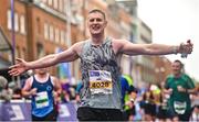 29 October 2023; James Cosgrave from Dublin celebrates after finishing the 2023 Irish Life Dublin Marathon. Thousands of runners took to the Fitzwilliam Square start line, to participate in the 42nd running of the Dublin Marathon. Photo by Sam Barnes/Sportsfile