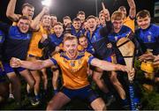 29 October 2023; Conor McHugh of Na Fianna, centre, celebrates with team-mates after their victory in the Dublin County Senior Club Hurling Championship final match between Ballyboden St Endas and Na Fianna at Parnell Park in Dublin. Photo by Stephen Marken/Sportsfile