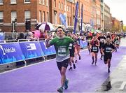 29 October 2023; Conor Daly celebrates finishing the 2023 Irish Life Dublin Marathon. Thousands of runners took to the Fitzwilliam Square start line, to participate in the 42nd running of the Dublin Marathon. Photo by Sam Barnes/Sportsfile