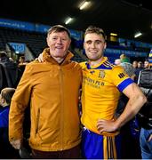 29 October 2023; Brian Ryan of Na Fianna with his father Brian Senior after the Dublin County Senior Club Hurling Championship final match between Ballyboden St Endas and Na Fianna at Parnell Park in Dublin. Photo by Stephen Marken/Sportsfile
