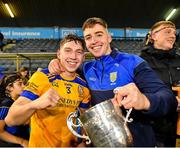 29 October 2023; Kevin Burke, left, and Donal Burke of Na Fianna after their side's victory in the Dublin County Senior Club Hurling Championship final match between Ballyboden St Endas and Na Fianna at Parnell Park in Dublin. Photo by Stephen Marken/Sportsfile