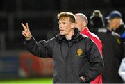 29 October 2023; Trillick manager Jody Gormley  during the Tyrone County Senior Club Football Championship Final between Trillick and Errigal Ciaran at Healy Park in Omagh, Tyrone. Photo by Oliver McVeigh/Sportsfile Photo by Oliver McVeigh/Sportsfile