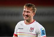 29 October 2023; Stewart Moore of Ulster celebrates after his side's victory in the United Rugby Championship match between Ulster and Vodacom Bulls at Kingspan Stadium in Belfast. Photo by Tyler Miller/Sportsfile