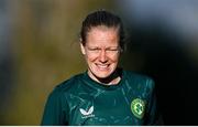 29 October 2023; Diane Caldwell during a Republic of Ireland women training session at Shkodra Football Club in Shkoder, Albania. Photo by Stephen McCarthy/Sportsfile