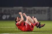 29 October 2023; Katie Norton of Shelbourne celebrates after the EA SPORTS U17 Women's Cup final match between Shelbourne and Athlone Town at Athlone Town Stadium in Westmeath. Photo by Eóin Noonan/Sportsfile