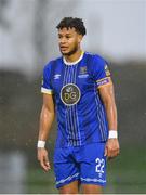 28 October 2023; Giles Ene Malachi Phillips of Waterford during the SSE Airtricity Men's First Division Play-Off semi-final second leg match between Waterford and Athlone Town at the RSC in Waterford. Photo by Seb Daly/Sportsfile