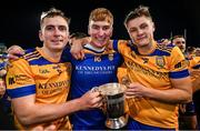 29 October 2023; Na Fianna players, from left, Peter Feeney, Oisín Feeney and Donal Ryan after their side's victory in the Dublin County Senior Club Hurling Championship final match between Ballyboden St Endas and Na Fianna at Parnell Park in Dublin. Photo by Stephen Marken/Sportsfile