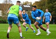 30 October 2023; Michael Ala'alatoa, second from right, during Leinster Rugby squad training session at UCD in Dublin. Photo by Sam Barnes/Sportsfile