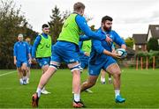 30 October 2023; Michael Milne, right, and Conor O'Tighearnaigh during Leinster Rugby squad training session at UCD in Dublin. Photo by Sam Barnes/Sportsfile
