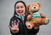 30 October 2023; Shamrock Rovers supporter Abbie Waters, age 11, from Dun Laoighoire, Dubin before the SSE Airtricity Premier Division match between Cork City and Shamrock Rovers at Turner's Cross in Cork. Photo by David Fitzgerald/Sportsfile